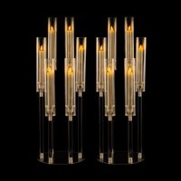 Porte-bougies modernes en verre cylindriques dorés pour bougies coniques, centres de table de mariage