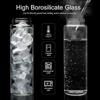 Bouteille d'eau en verre borosilicate personnalisée ultra-claire, bouteille d'eau portable pour la salle de sport avec couvercle en acier inoxydable et logo personnalisé