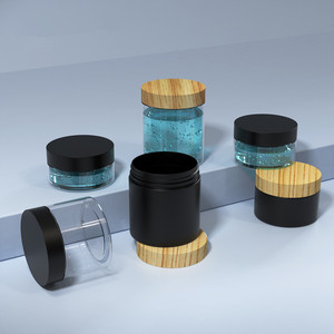 Envase Cosmético de Plástico Transparente Verde de 80ml 100ml 120ml 200ml 250ml con Tapa de Madera para Crema - Product Image 5