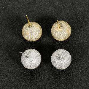 Hibride mode boule ronde CZ pavé couleur or boucle d'oreille pour femmes accessoires de fête Bijoux femme Boucles D'oreilles E-972 - Product Image 3