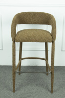 Chaise de bar moderne de luxe en tissu léger, chaise de salle à manger pour la maison, dossier simple, accoudoirs courbes, tabouret de bar haut design