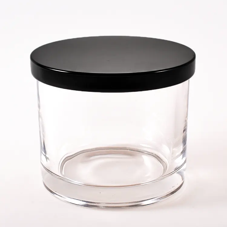 Großhandel durchsichtige runde 280 ml Glasgefäße für Kerze 14 Unzen mit Metallabdeckung Deckel Kerzenglas im Großhandel