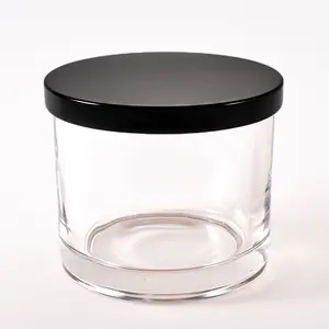 Venta al por mayor de tarros de vidrio redondos transparentes de 280ml para velas de 14oz con tapa de metal tarro para velas a granel