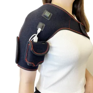 Cuscinetto riscaldante per spalle in fibra di carbonio 5 V con avvolgimento della spalla riscaldato intelligente con materiale Spandex sollievo dal riscaldamento invernale dolore muscolare