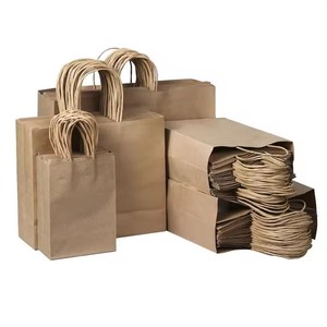 Custom Logo Print Recycled Brown White Kraft Shopping Food Packaging Paper Bag Handles With Your Own Logo - Product Image 2