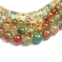 Perles rondes en jade Dong Ling naturel rouge et vert mélangé, en vrac, pour la fabrication de bijoux, bracelets et colliers DIY, vente en gros