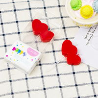 Bougies d'anniversaire rouges en forme de double cœur, en cire de paraffine, avec supports, pour décorations de gâteaux de mariage et d'anniversaire