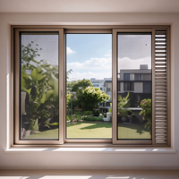 Système de fenêtre coulissante en aluminium personnalisé avec moustiquaire de sécurité et persiennes latérales pour la ventilation des salons résidentiels