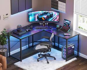 Muestra gratis de logotipo personalizado en <span class=keywords><strong>forma</strong></span> de <span class=keywords><strong>L</strong></span>, <span class=keywords><strong>escritorio</strong></span> de juegos de esquina, Ordenador de carreras, luz RGB, mesa de jugador, <span class=keywords><strong>escritorio</strong></span> de juegos de oficina con LED - Product Image 6