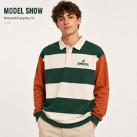 T-shirt personnalisé pour homme avec broderie de patch, respirant, à manches longues, col rabattu, couleur unie, streetwear décontracté, sweat-shirts 100% coton