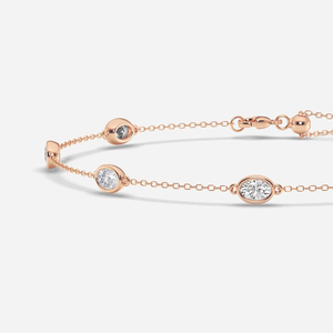 Bracelet de cheville fin 1, 3 ou 4 carats de diamants ovales de laboratoire, réglable, délicat et élégant, bijou quotidien pour femme - Product Image 2
