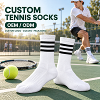 Chaussettes de sport rétro à triple rayure, côtelées, pour entraînement sur terrain, unisexes, classiques, pour le tennis