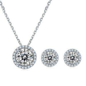 Ensemble de pendentifs et de breloques de luxe pour femmes, sac rond, argent plaqué platine S925, moissanite, pendentif pour l'oreille, pour les fêtes - Product Image 1