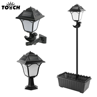 Lampu Dinding Tenaga Surya Tahan Air untuk Luar Ruangan dengan Pot Bunga, Lampu Taman Halaman, Lampu Pagar ABS, Lampu Pilar Lanskap Tenaga Surya