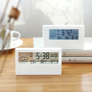 Relógio de mesa eletrônico <span class=keywords><strong>LCD</strong></span> com <span class=keywords><strong>display</strong></span> digital multifuncional medidor de temperatura e umidade despertador de sala - Product Image 6