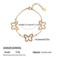 Collier ras du cou et bracelet assorti en acier inoxydable avec pendentif papillon ajouré, bijoux élégants pour femme, idéal pour les fêtes estivales, cadeau