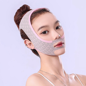Maschera Viso Riutilizzabile a V in Tessuto Elasticizzato, Bendaggio Notturno con Effetto Lifting e Riduzione del Doppio Mento, Lavabile - Product Image 3