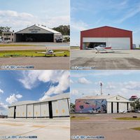 Hangar d'avion en structure acier haute résistance au vent, portée claire de 15m à 50m, certifié CE/AISC, pour aéroports côtiers