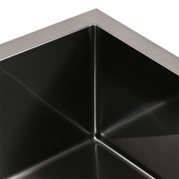 Station de travail multifonction Premium 32 "noire faite à la main en acier inoxydable SUS304 2 cuves double évier de cuisine nano évier