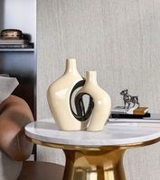 Vase à fleurs en céramique décoratif pour la maison et l'hôtel, plaqué or blanc de luxe