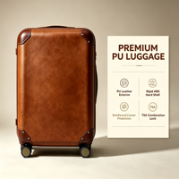 Valise de voyage vintage en gros, personnalisable avec logo, en cuir PU, coque rigide ABS, coins renforcés, avec serrure TSA