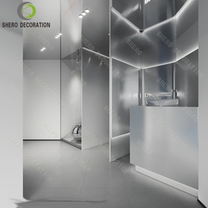 Professional Barber Shops Interior Design Custom High Quality Barber Shop Mirror Station Salon <b>Display</b> Cabinet For Shop Showcase - Product Image 6