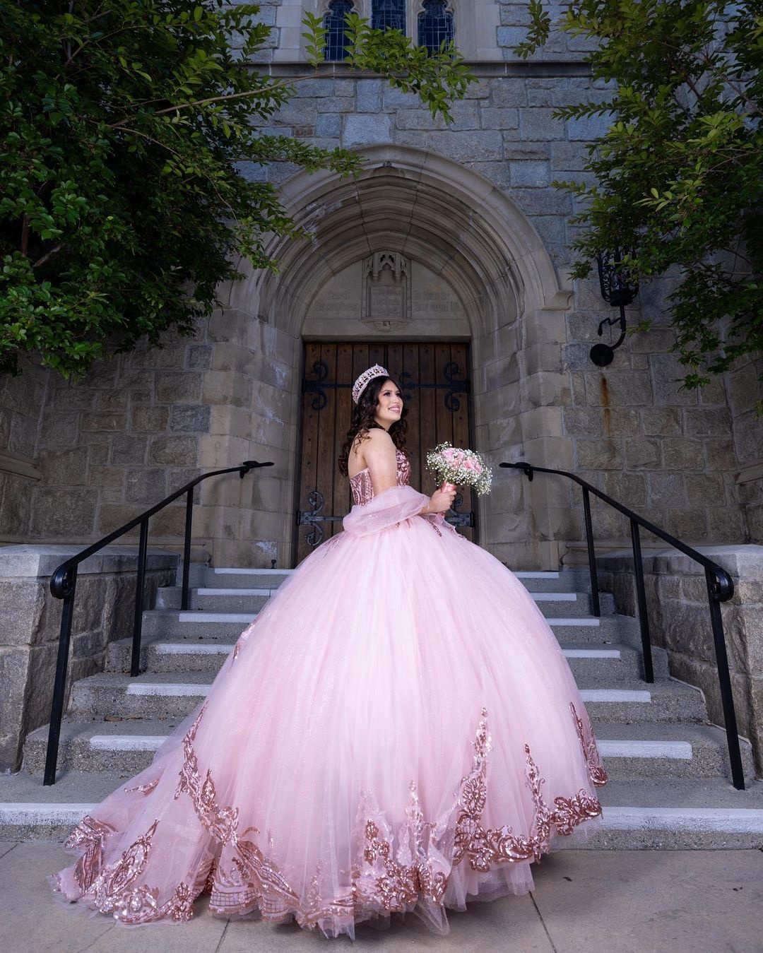 Mumuleo Sleeveless Sweet 15 Gowns - Rose Gold Quinceanera Dress