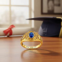 Bagues de classe personnalisées, bagues de diplôme personnalisées pour collège et université, avec pierre de zircon et pierre de naissance du mois