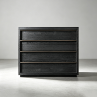 Meuble de chevet/coiffeuse moderne en bois massif noir à 4 tiroirs, personnalisé OEM, durable et écologique pour chambre et salon