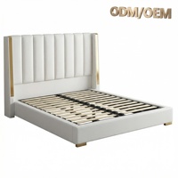 XIYUAN Lit King Size en Cuir Véritable, Matelas Silencieux à Isolation des Mouvements, Écologique, Durable, Cadre en Bois de Pin, Design Moderne, Sommier à Ressorts