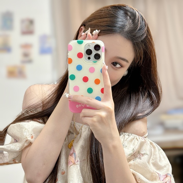 New Colorful Polka-dot Double-layer IMD Phone case for iPhone 17 Phone case iPhone 11 12 13 14 15 16 Shockproof Phone case