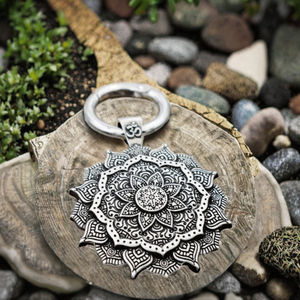 Mandala porte-clés spirituel Tibet Mandala Om Yoga bijoux meilleure vente porte-clés en métal porte-clés pour vélo clé de voiture et de cycle - Product Image 6