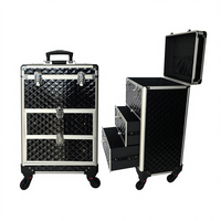 Valise de maquillage imperméable à roulettes tendance, rangement portable, grande capacité, maquillage, manucure, tatouage, coiffure, beauté, multi-couches