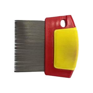 Peigne à puces et lentes pour animaux de compagnie (chats, chiots) avec manche long antidérapant en plastique et picots courts en acier inoxydable - Product Image 2