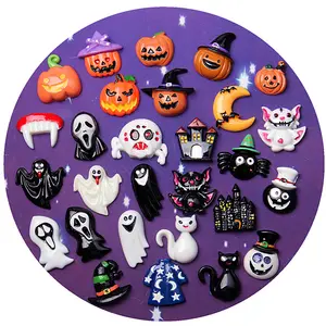 Pengiriman Gratis Ornamen Resin Dekorasi Hallowmas Lampu Labu Hiasan Resin Hantu Perlengkapan Kerajinan Pipih Kawaii