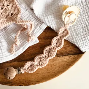 BPA Free Handmade Croche ted 100% Baumwolle Infant Dummy Schnuller Clip Anhänger Baby Zahnen Schnuller Kette