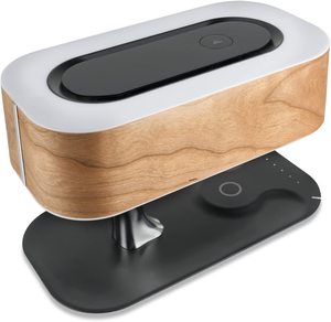 Lámpara de mesita de noche para dormitorio, luz de árbol de madera, Led táctil, cargador inalámbrico, lámpara de mesa con altavoz de música - Product Image 1