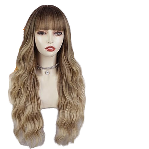 Perruque en fibre synthétique de 26 pouces avec frange, longue et bouclée, style ondulé naturel, pour tous les jours, fête, boucles Jerry, boucles crépues - Product Image 2