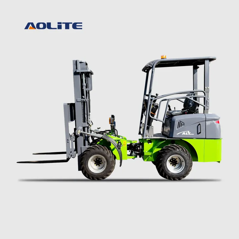 AOLITE fl12 CE küçük tüm arazi elektrikli forklift satılık üretici 1.2t 4 tekerlek ALT çin mini ön uç teleskopik yükleyici