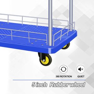 Platform <span class=keywords><strong>Trolley</strong></span> Met Rem <span class=keywords><strong>2</strong></span> Plank Zware 880 Pond Plastic Utility Kar 35.43 "X 23.62" Platform Kar Pakhuis Verplaatsen