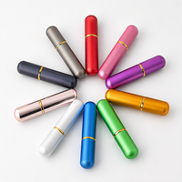 Tube inhalateur rond et fin avec revêtement en verre, boîtier en aluminium de 9,2 cm, flacon d'aromathérapie nasal rechargeable pour huile essentielle