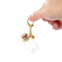 Mini flacon en verre transparent avec mousqueton 7 ml 10 ml – Porte-clés bouteille à souhaits en verre miniature portable