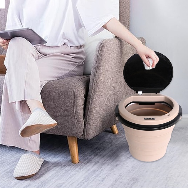 Small Waterproof Slim Trash Bin Folding Smart Trash Can with Motion Sensor Made of Durable Plastic