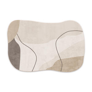 Tapis moderne de forme irrégulière, motif géométrique crème, antidérapant, pour salon et chambre, design original, couverture complète - Product Image 4