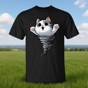 T-shirt Cat Tornado con design per amanti degli animali e meteorologi, taglia unisex per adulti - Product Image 3