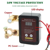 Interrupteur à distance 240A 2 pôles 12V ABS avec affichage LED de la tension et arrêt automatique pour utilisation en bateau
