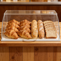 Vitrine à pain en acrylique incurvée avec poignée métallique, fabrication OEM/ODM depuis 20 ans, pour comptoir de boulangerie, vente en gros