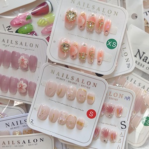 <span class=keywords><strong>Ongles</strong></span> artificiels <span class=keywords><strong>de</strong></span> luxe à presser, design 3D aléatoire, avec <span class=keywords><strong>décoration</strong></span> en strass pour salon <span class=keywords><strong>de</strong></span> manucure - Product Image 3