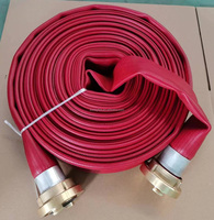 Tuyau d'incendie en caoutchouc Nitrile Layflat Dia1.5 "20M W.P.20BAR rouge en aluminium noir enduit Machino couplage anneau en