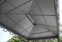Pergola rétractable 300*400CM avec structure en aluminium, table-banc intégrée, auvent pare-soleil imperméable/anti-vent, mobilier d'extérieur – Direct Usine